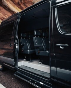 Open door on passenger van