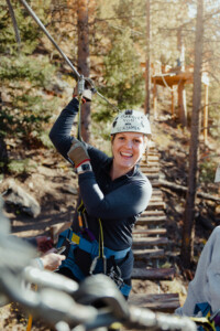 woman ziplining