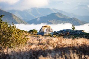tent in field in Colorado